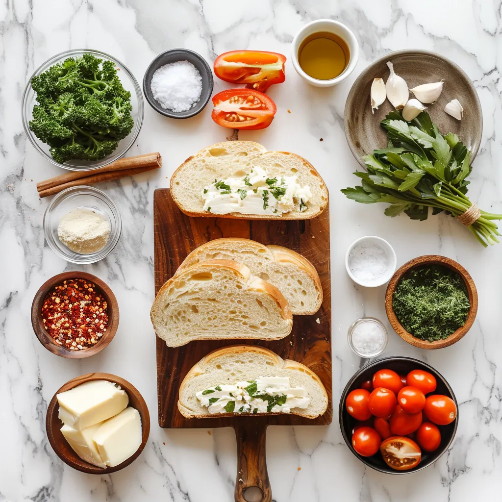 Crispy Bold & Buttery Cuban Garlic Bread Sandwiches ingredients