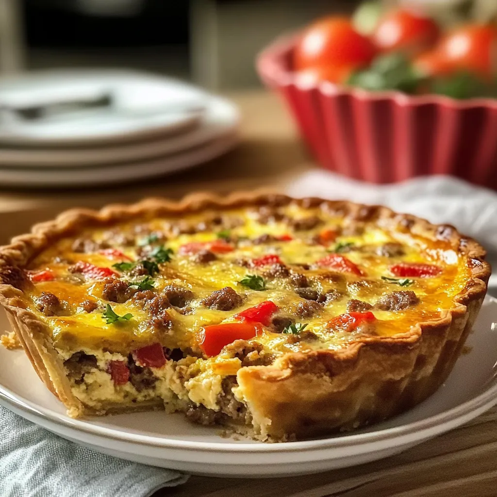 Delectable Sausage, Pepper, and Onion Quiche
