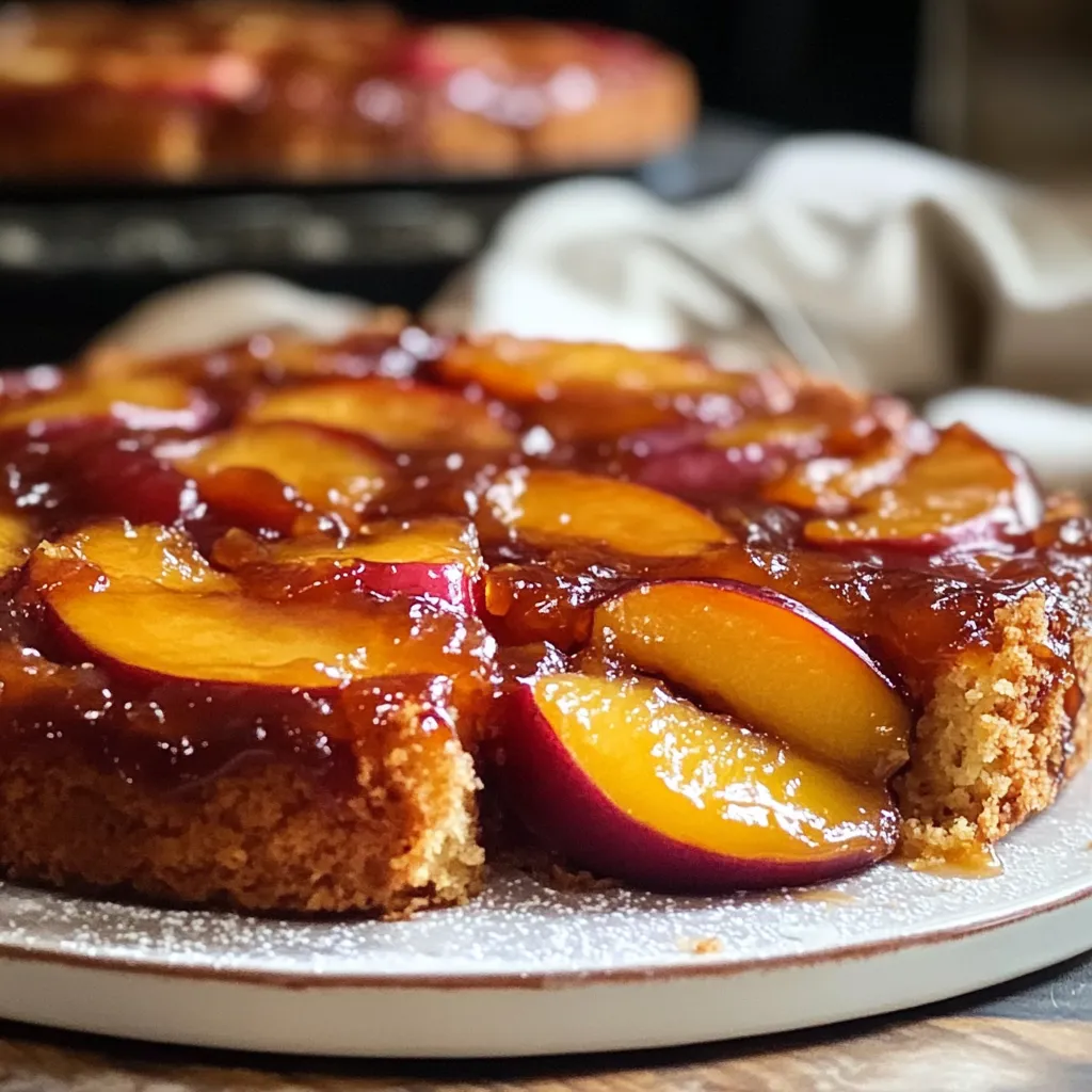 Golden Bourbon Peach Upside Down Cake