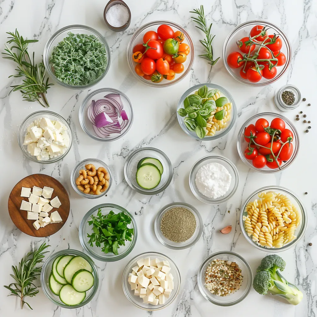 High Protein Greek Pasta Salad for a Delightful Boost ingredients