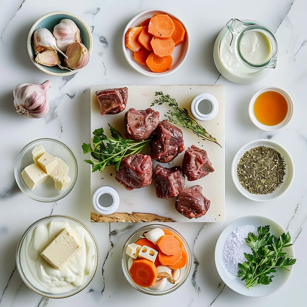High Protein Slow Cooker Garlic Butter Beef Bites Zesty ingredients
