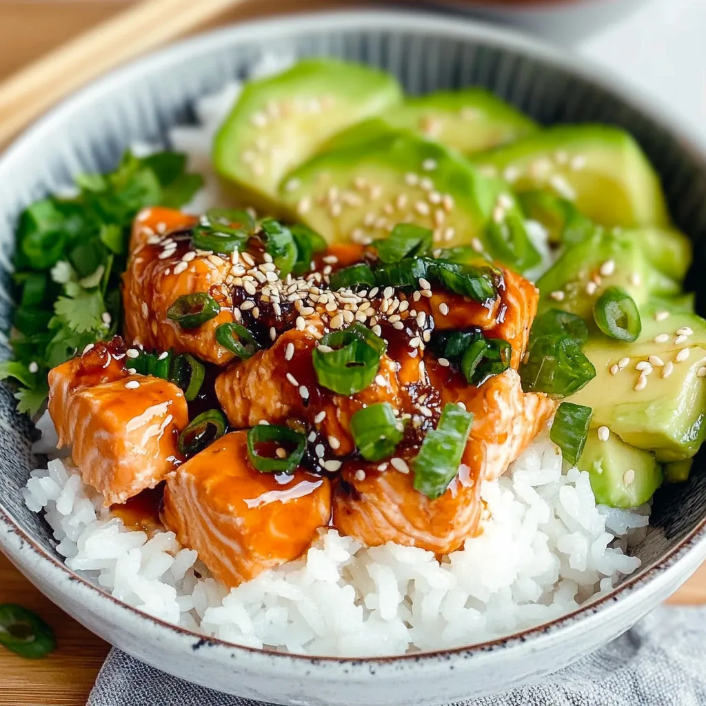Honey Garlic Salmon Rice Bowl Aromatic