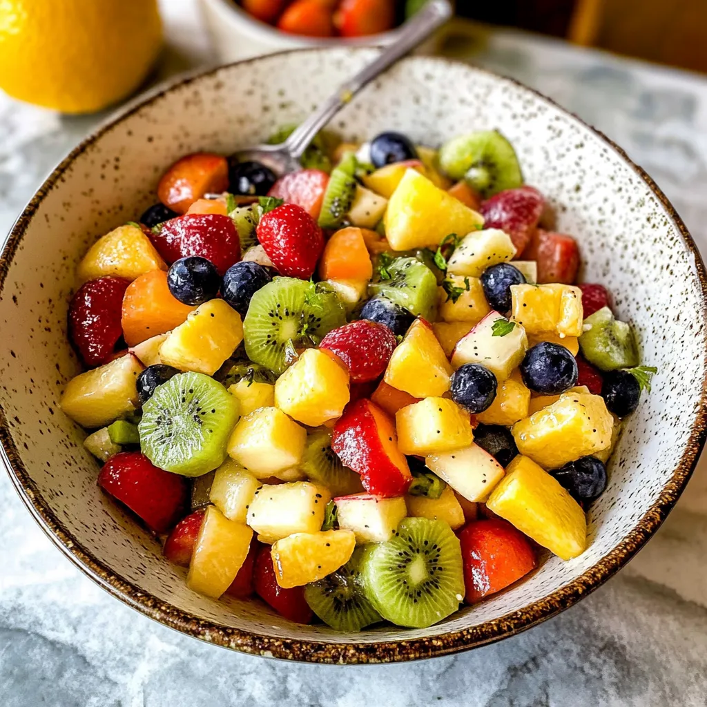 Juicy Perfect Fruit Salad with Honey Citrus Poppy Seed Dressing