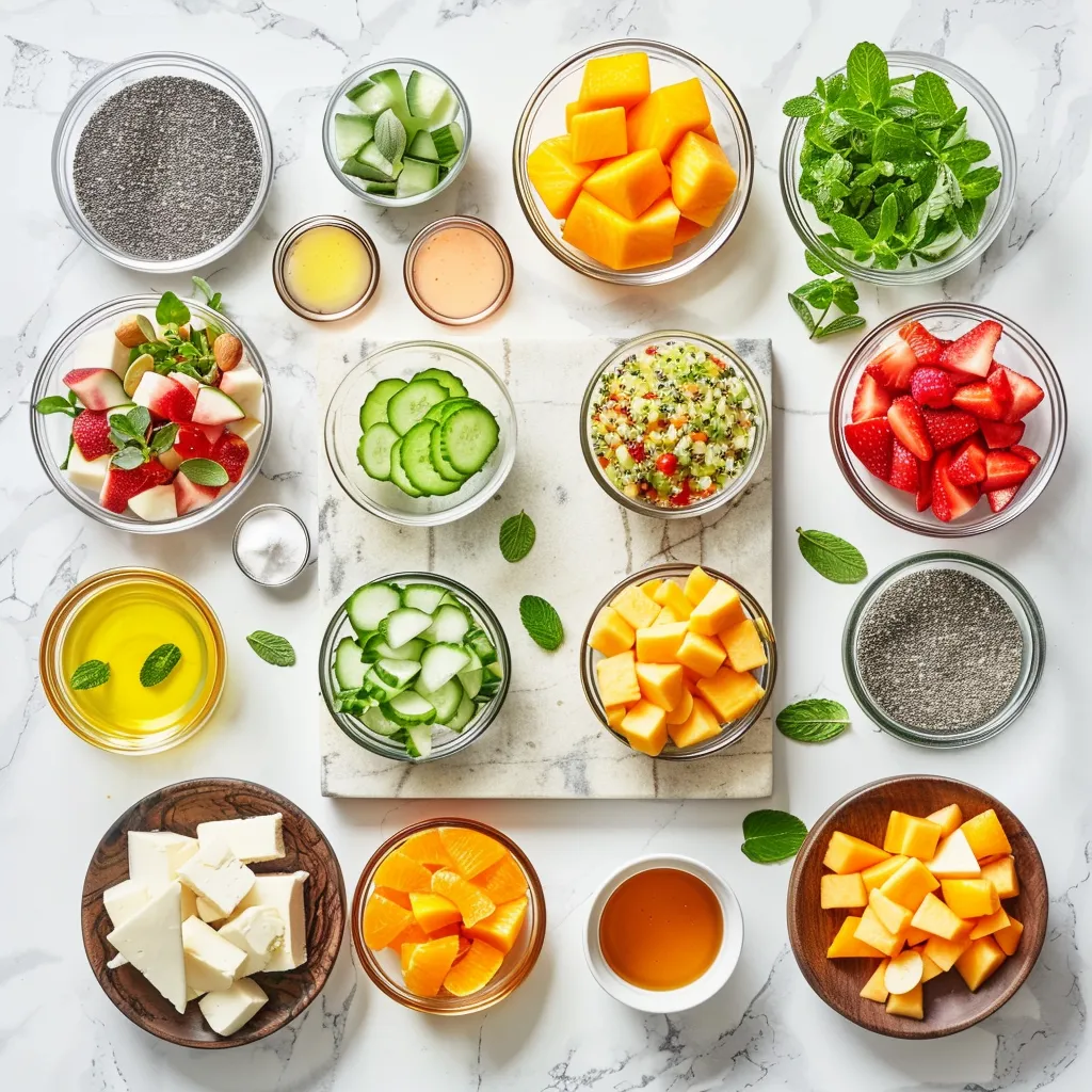 Juicy Perfect Fruit Salad with Honey Citrus Poppy Seed Dressing ingredients