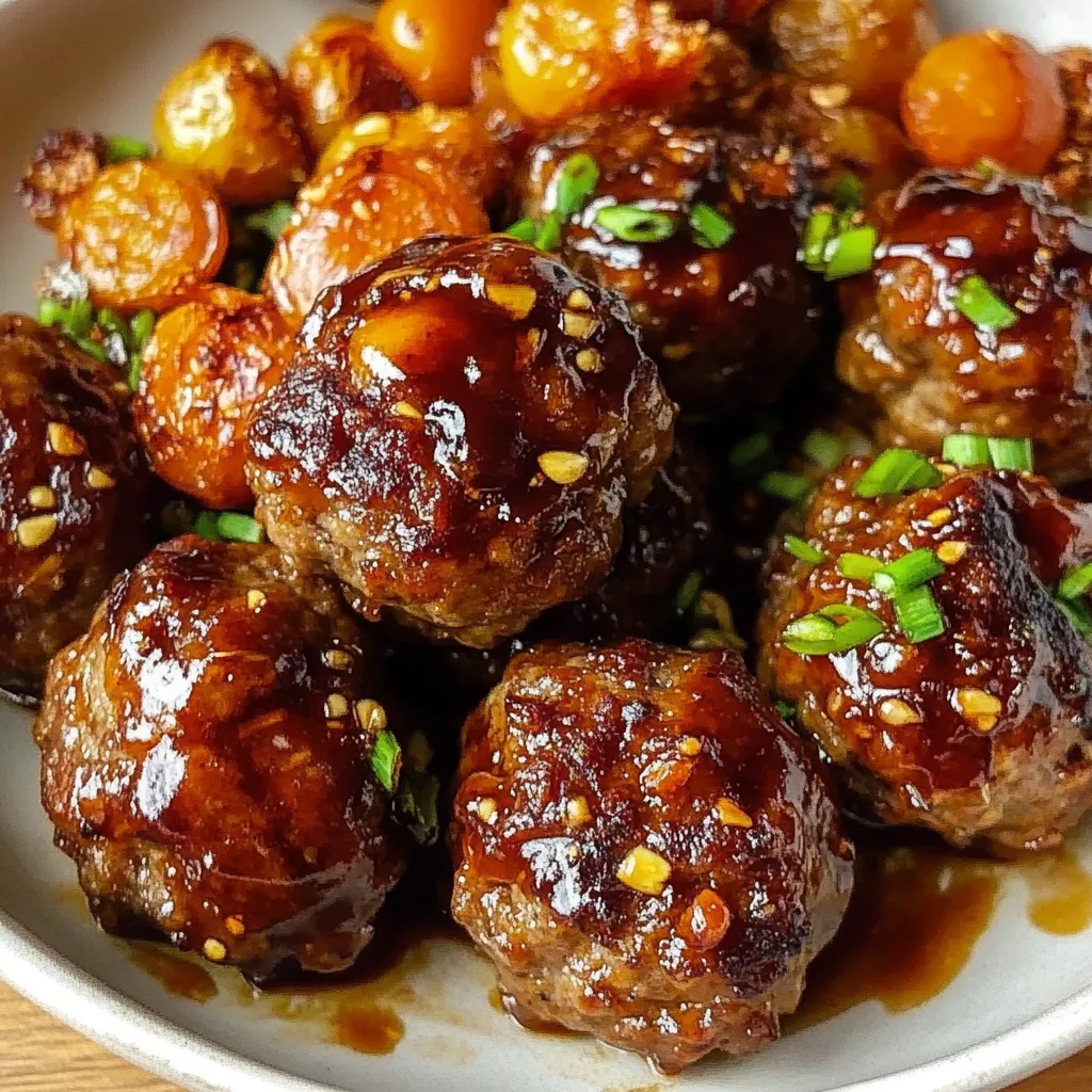 Korean BBQ Meatballs with Roasted Vegetables Savory