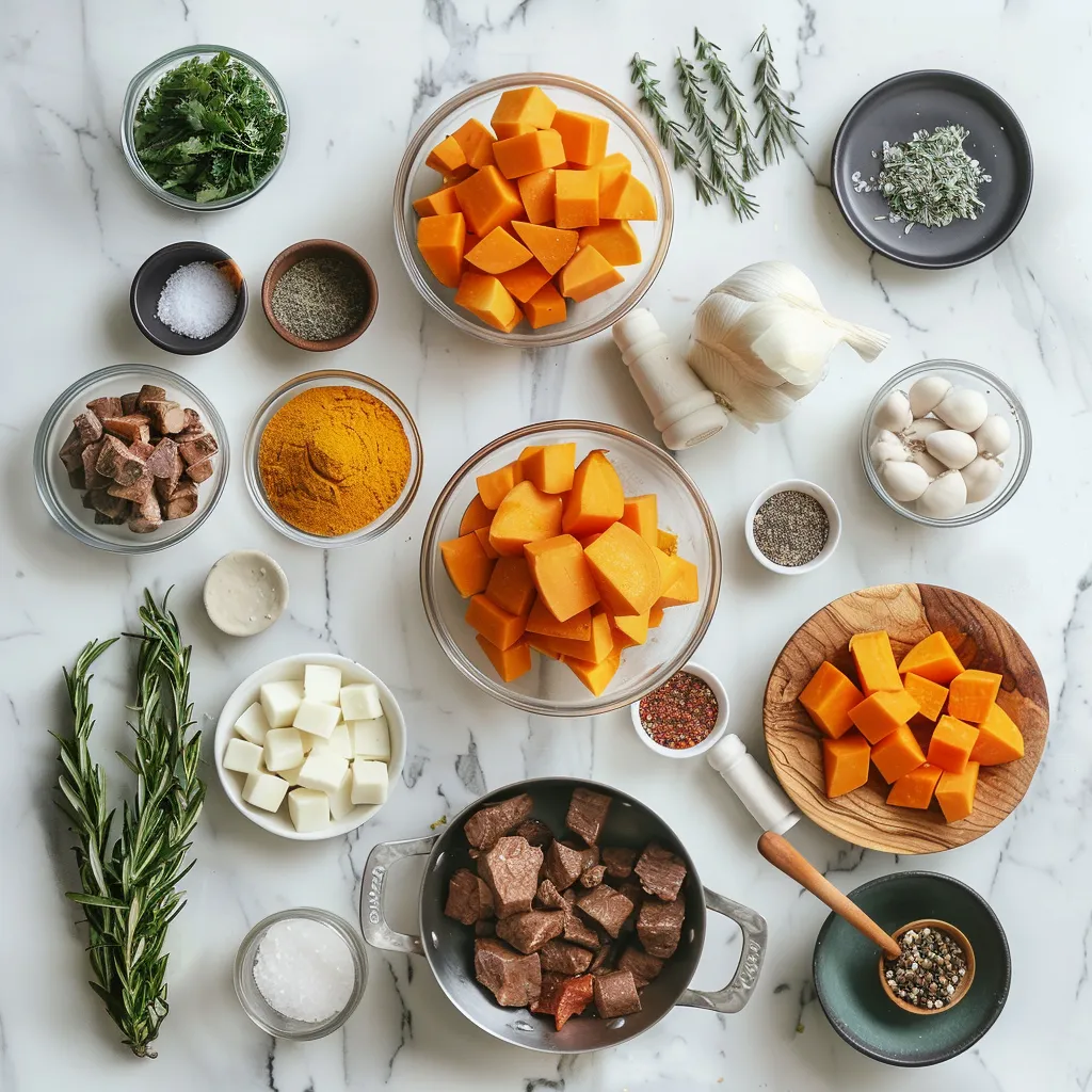 Luscious Slow Cooker Sweet Potato Beef Stew ingredients