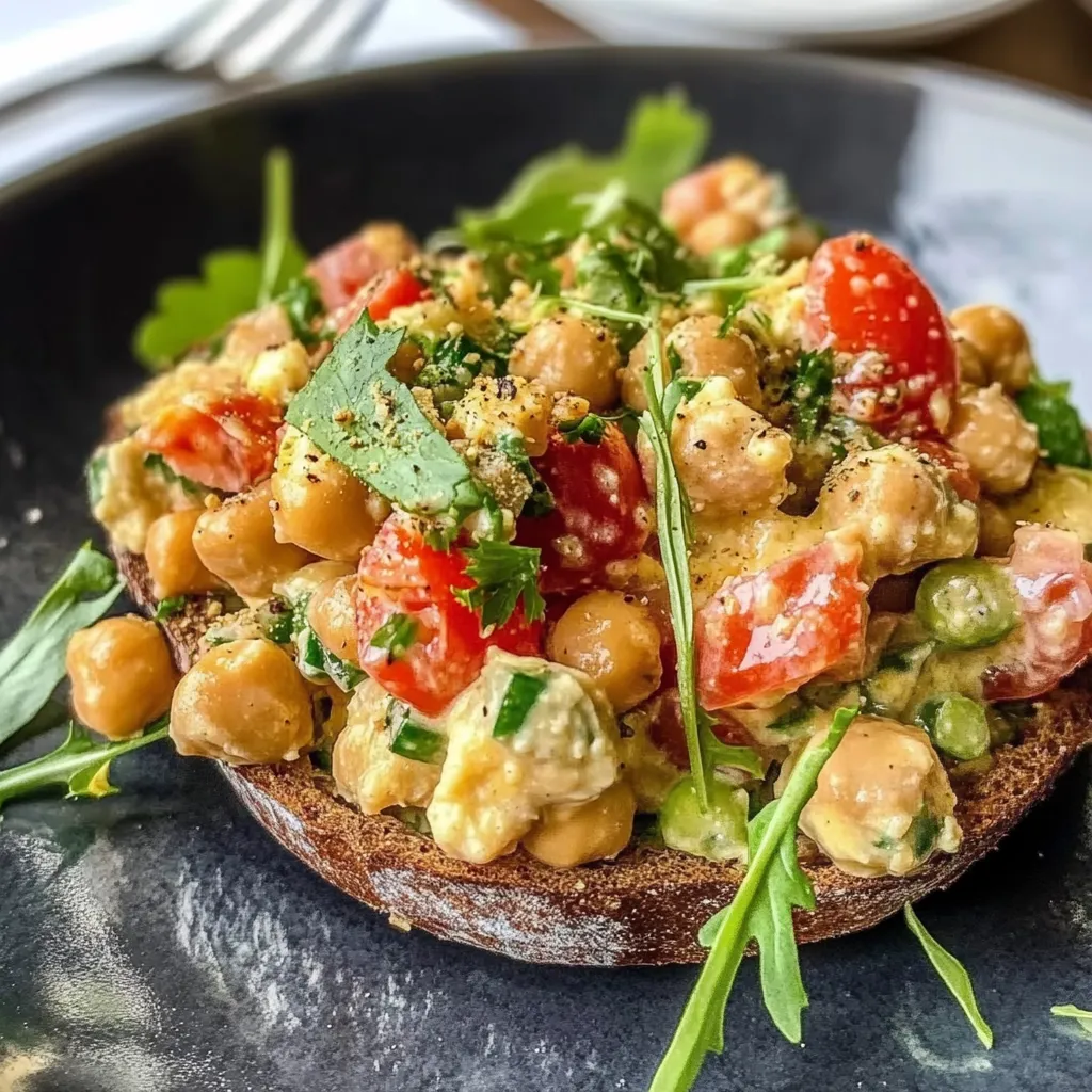 Mashed Chickpea Salad with Greek Yogurt Mouthwatering