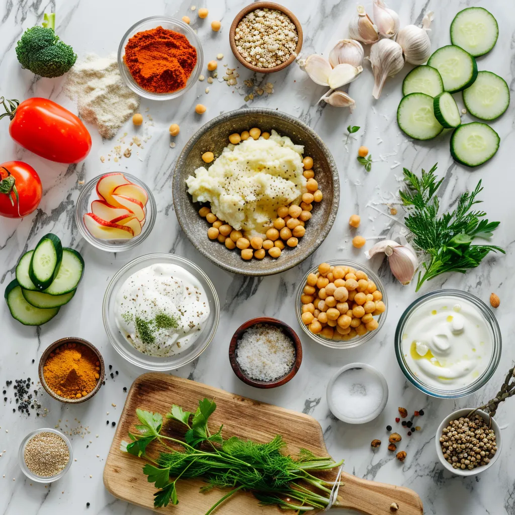 Mashed Chickpea Salad with Greek Yogurt Mouthwatering ingredients