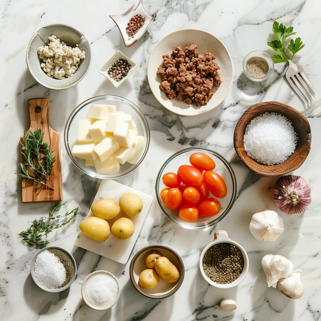 One Pot Ground Beef & Potatoes Mouthwatering ingredients