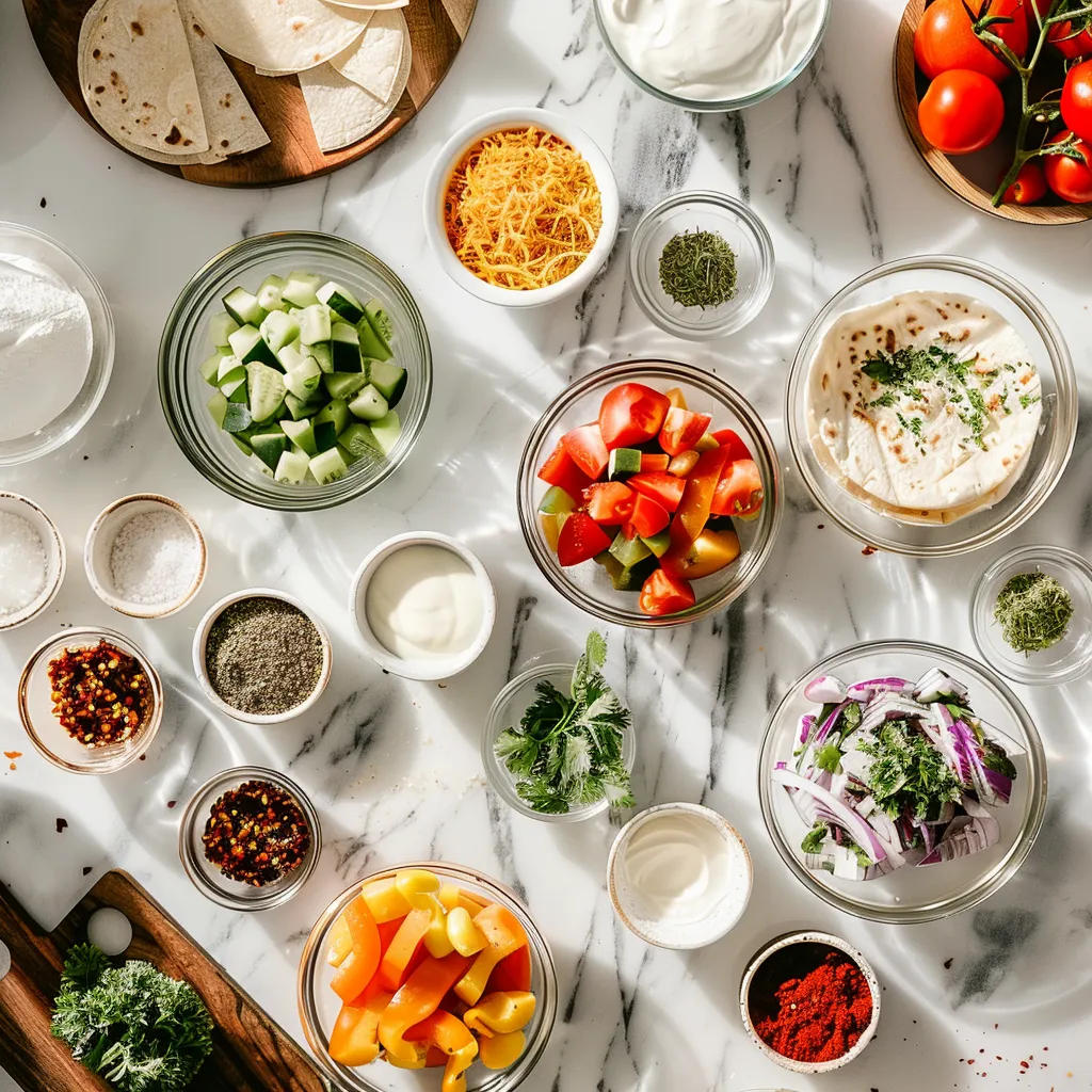 Oven-Baked Cheesy Tacos Fresh ingredients