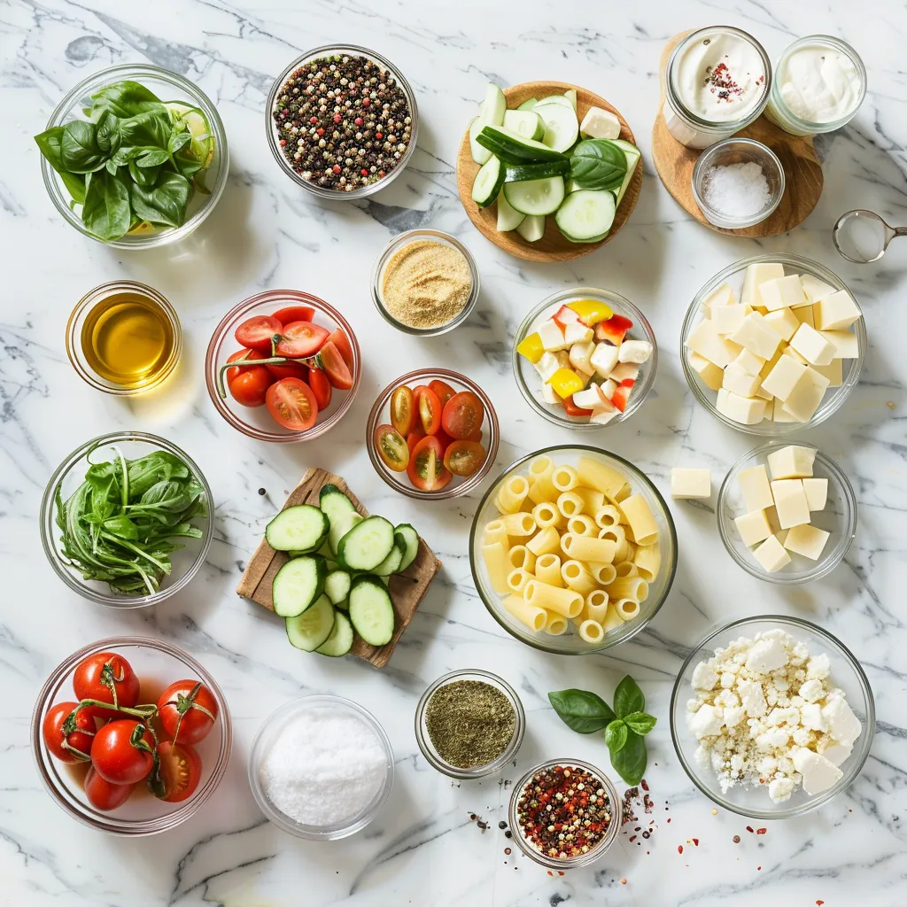 VEGETARIAN ITALIAN PASTA SALAD ingredients