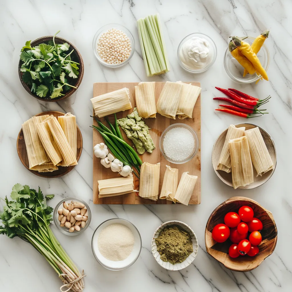 Yummy Green Chicken Tamales (Tamales Verdes) ingredients