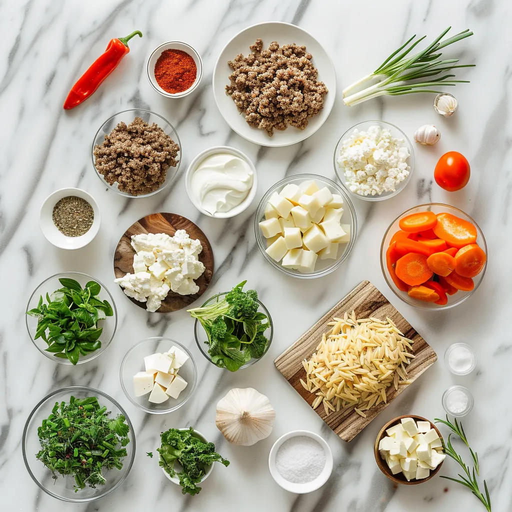 Delicious Ground Beef Orzo Recipe ingredients