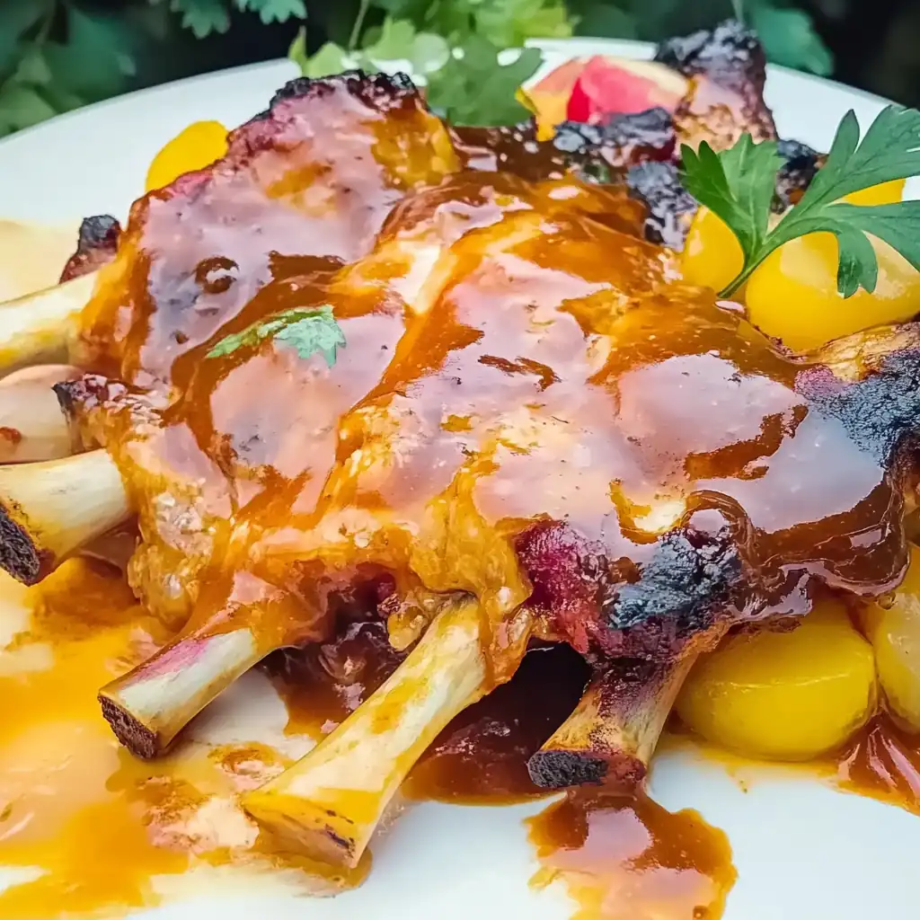 Sizzling Baby Back Ribs with Balsamic Peach Sauce