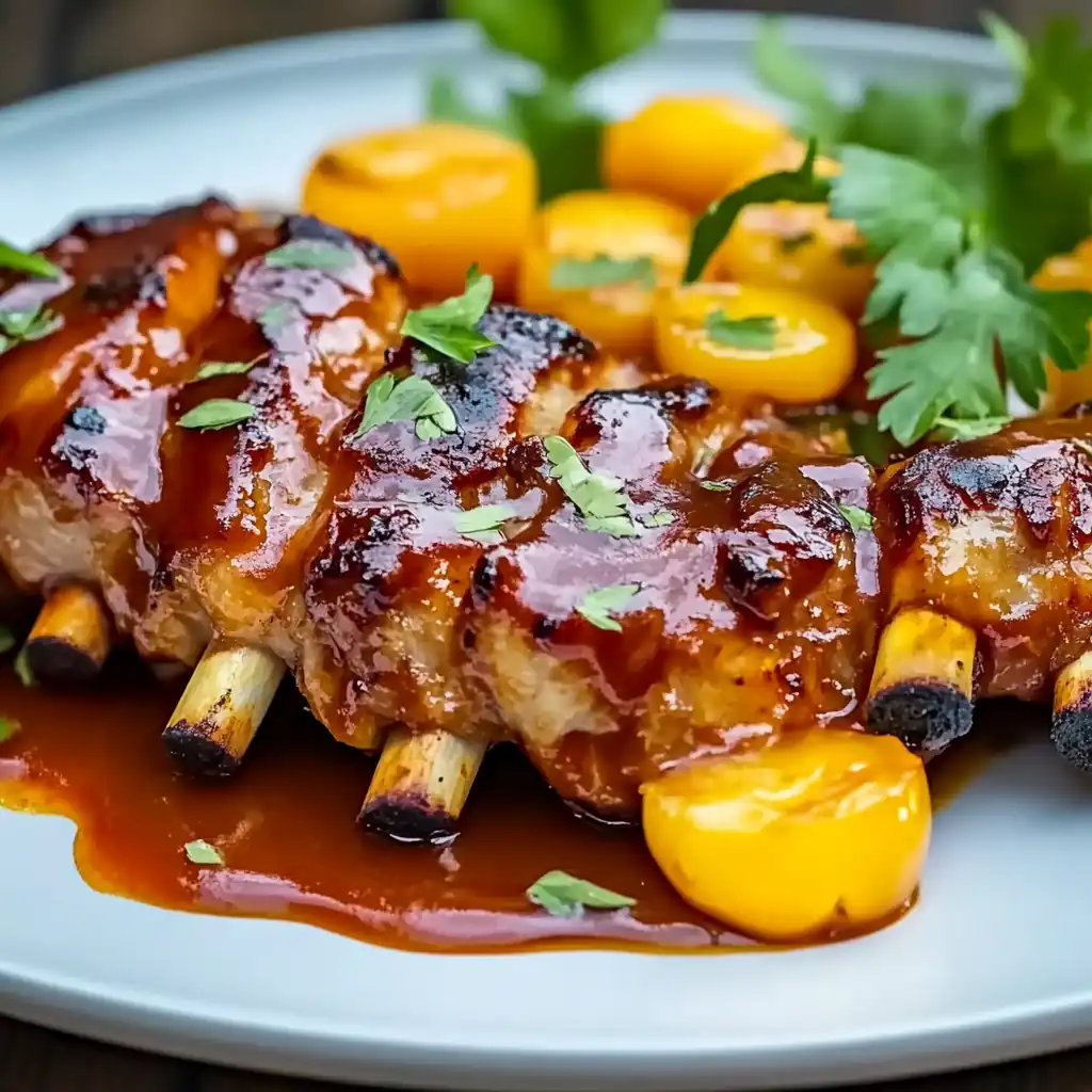 Tender Baby Back Ribs with Balsamic-Peach BBQ Glaze