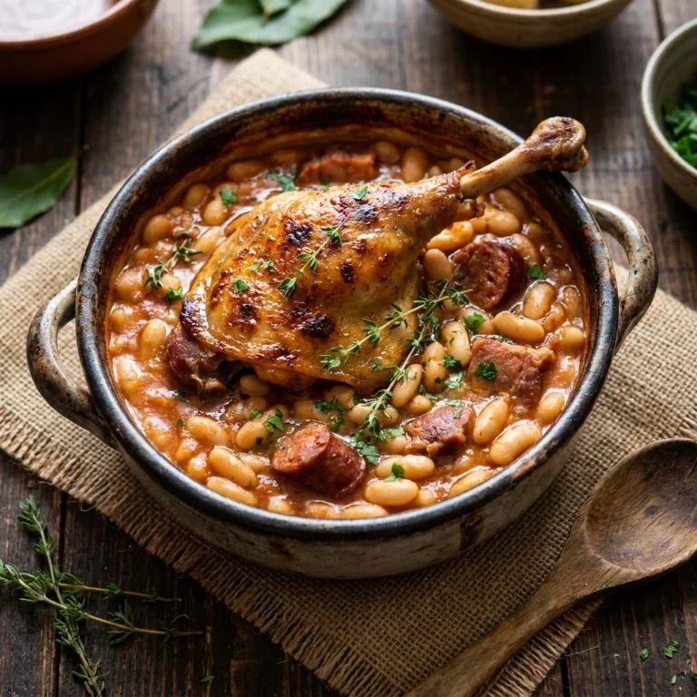 French Cassoulet Recipe with Turkey Confit Slow Cooker Style | Easy Slow Cooker Stew