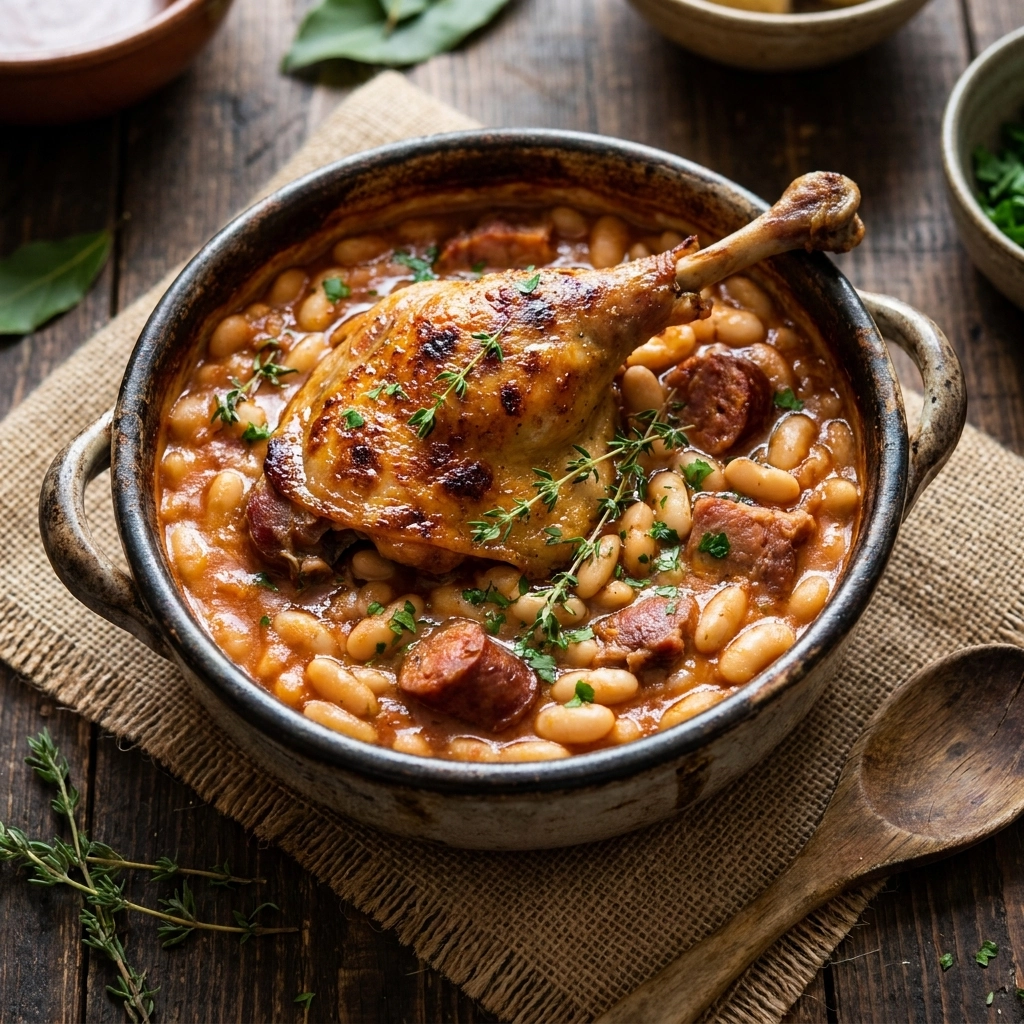 French Cassoulet Recipe with Turkey Confit Slow Cooker Style | Easy Slow Cooker Stew