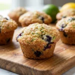 Moist Blueberry Zucchini Muffins Recipe with Easy Lemon Sugar Topping | Healthy Breakfast