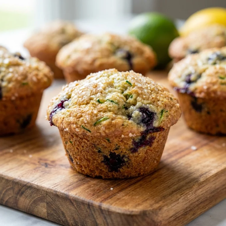 Moist Blueberry Zucchini Muffins Recipe with Easy Lemon Sugar Topping | Healthy Breakfast