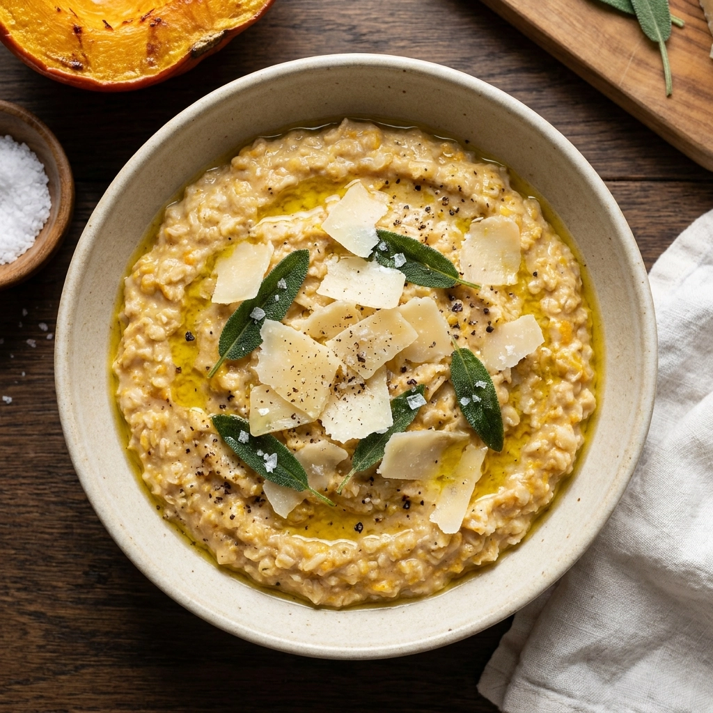 Savory Pumpkin Oatmeal Recipe with Parmesan Perfect for Fall | Healthy Fall Breakfast
