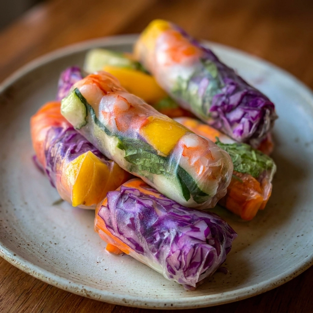 Vibrant Summer Rolls: Mango and Purple Cabbage Fresh Wraps