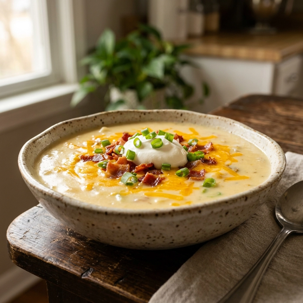 Creamy Loaded Potato Soup Crockpot Recipe: A 5-Ingredient Comfort Classic | Slow Cooker