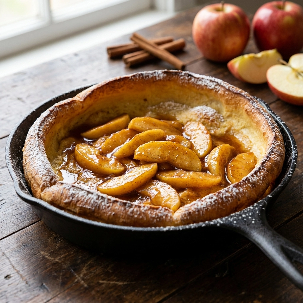 Fluffy Apple Cinnamon Dutch Baby Pancake Recipe for Easy Cozy Mornings | Fall Breakfast