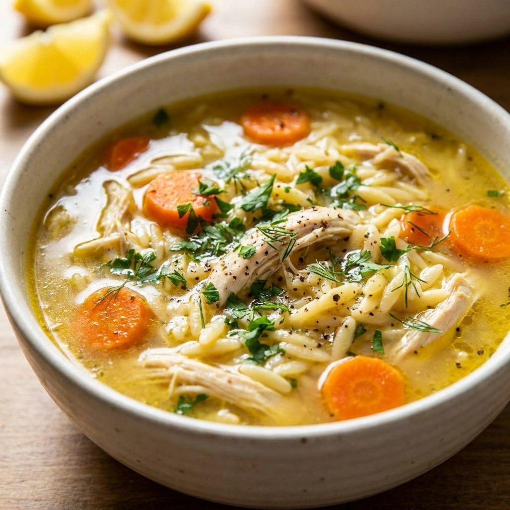 Zesty Mediterranean Lemon Chicken Soup Recipe | Healthy Greek Avgolemono Soup
