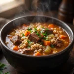 Hearty Beef Barley Soup with Root Vegetables | Comforting Winter Soup Recipe