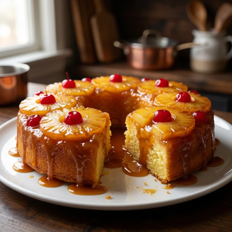 Pineapple Upside Down Cake Caramel Crown With Sunburst Rings | Easy Dessert Recipe