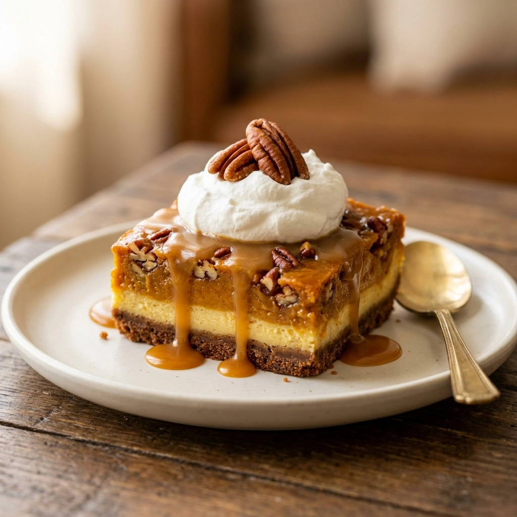 Caramel Pumpkin Cobbler with Pecans Recipe | Easy Fall Dessert Idea