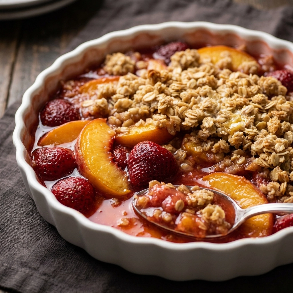 Strawberry Peach Crisp – A Warm and Comforting Dessert | Easy Summer Fruit Crisp