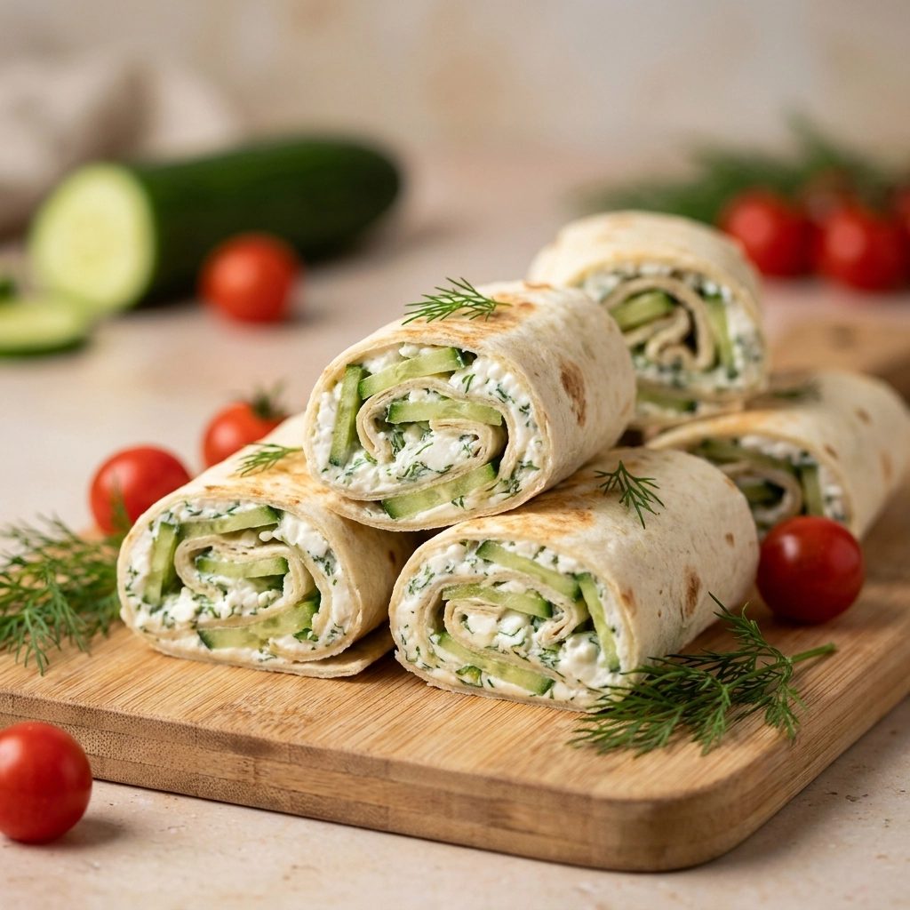 Crunchy Cucumber Cottage Cheese Wraps | Healthy High Protein Snack Idea