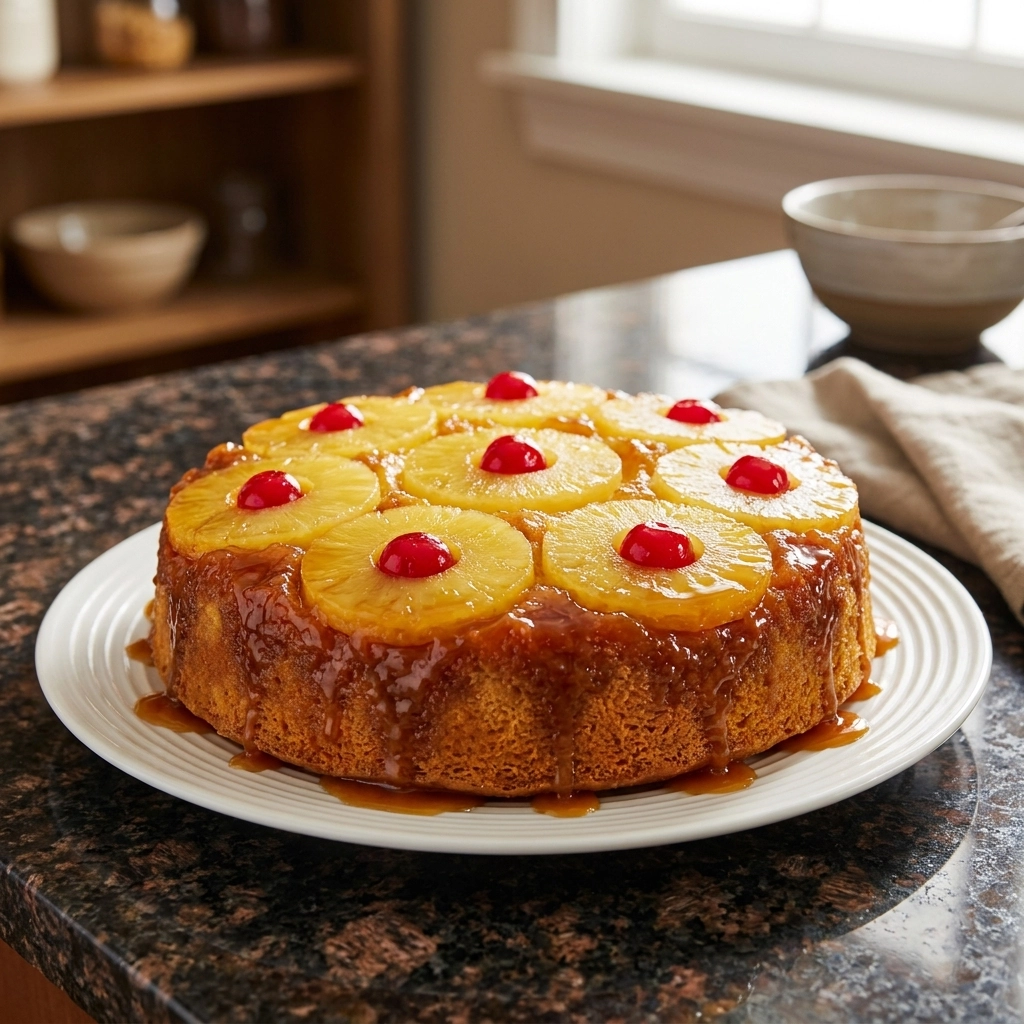 Pineapple Upside Down Cake Caramel Crown With Sunburst Rings | Easy Dessert Recipe