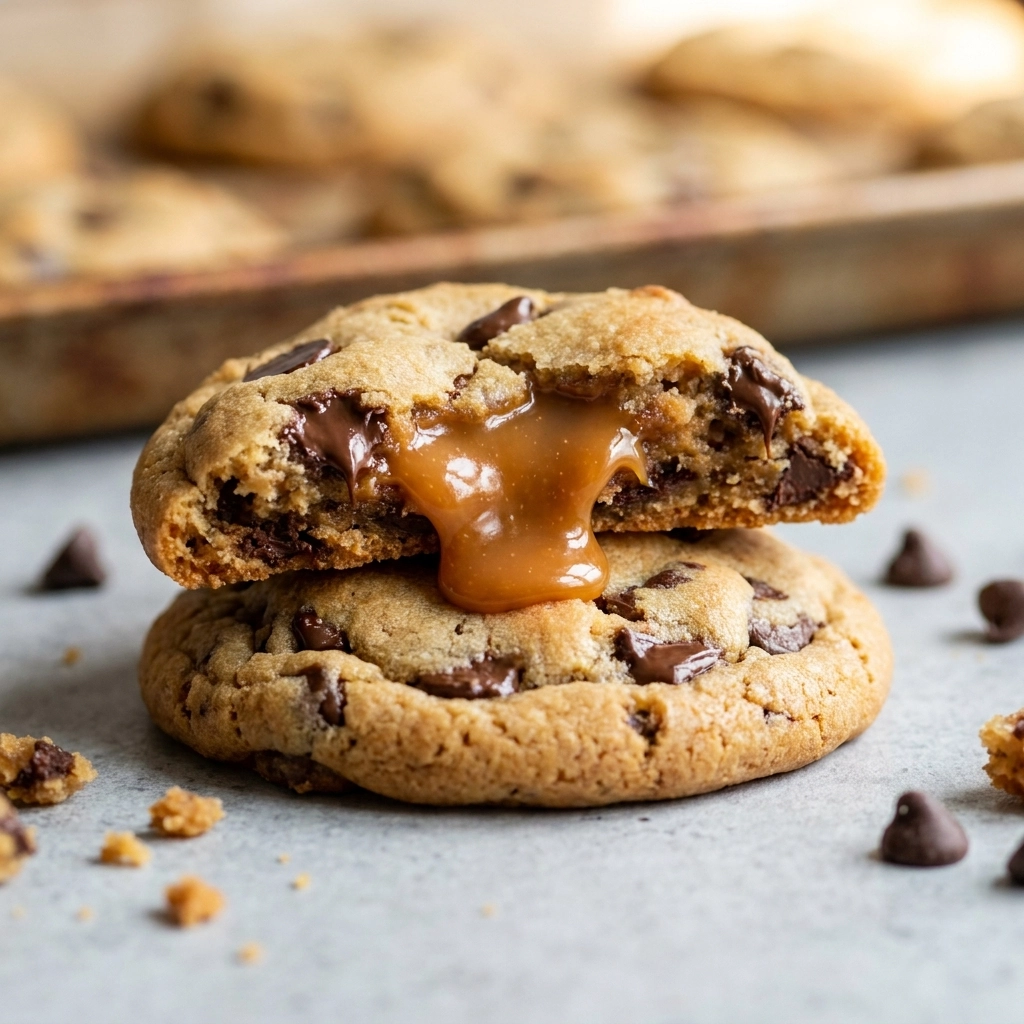 Gooey Caramel Stuffed Chocolate Chip Cookies | Best Soft Baked Dessert Recipe