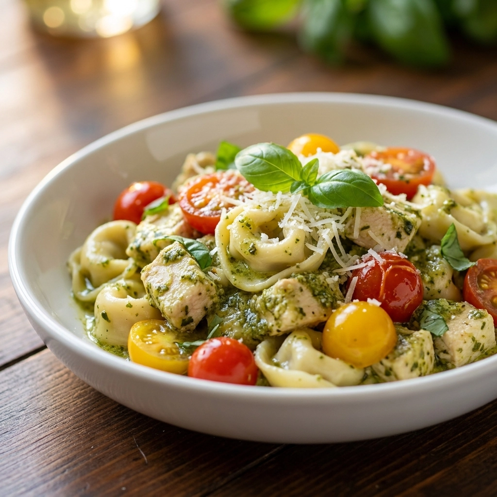 Creamy Slow Cooker Pesto Chicken Tortellini Recipe Easy and Perfect for Dinner | Easy
