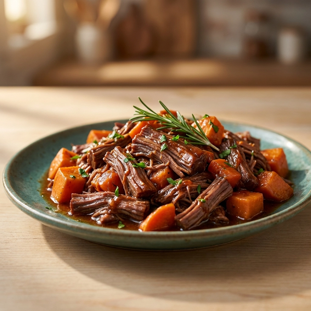 Slow Cooker Chuck Roast Recipe With Carrot Rosemary Glaze | Easy Pot Roast Dinner