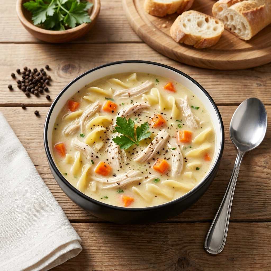 The Ultimate Comforting Creamy Chicken Noodle Soup | Easy Healthy Dinner Ideas