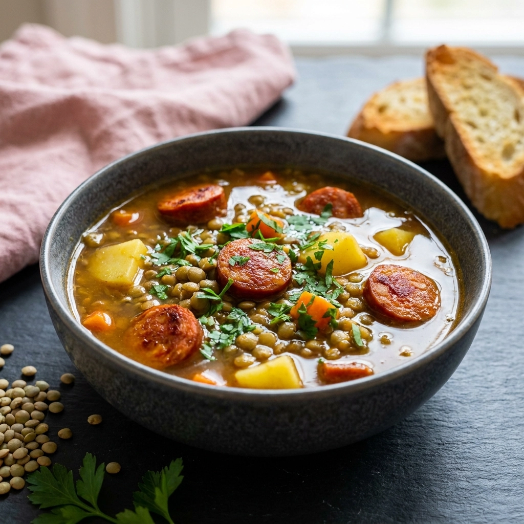 Hearty Lentil Chorizo Soup: A Smoky Spanish-Inspired Comfort Bowl | Healthy Soup Recipes