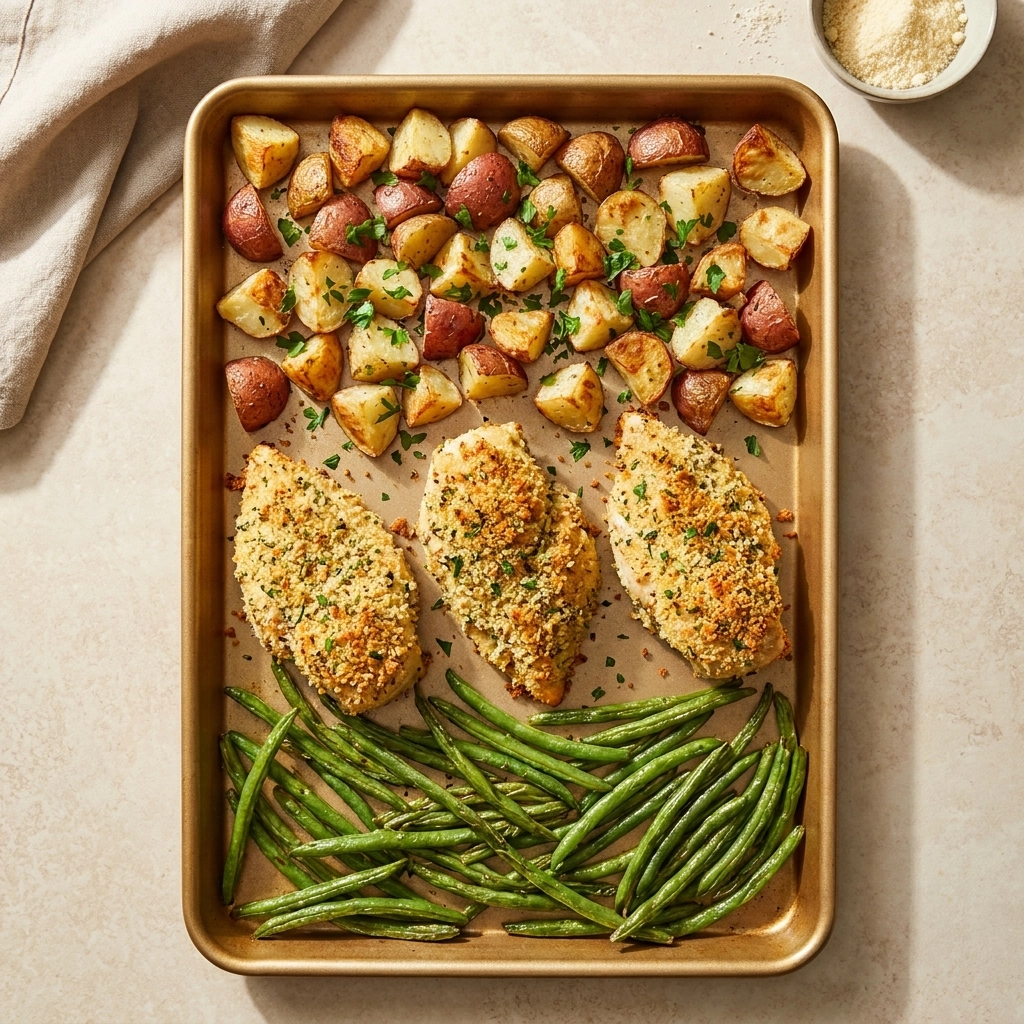 Parmesan Crusted Chicken Sheet Pan Dinner | Easy Weeknight Meal Prep