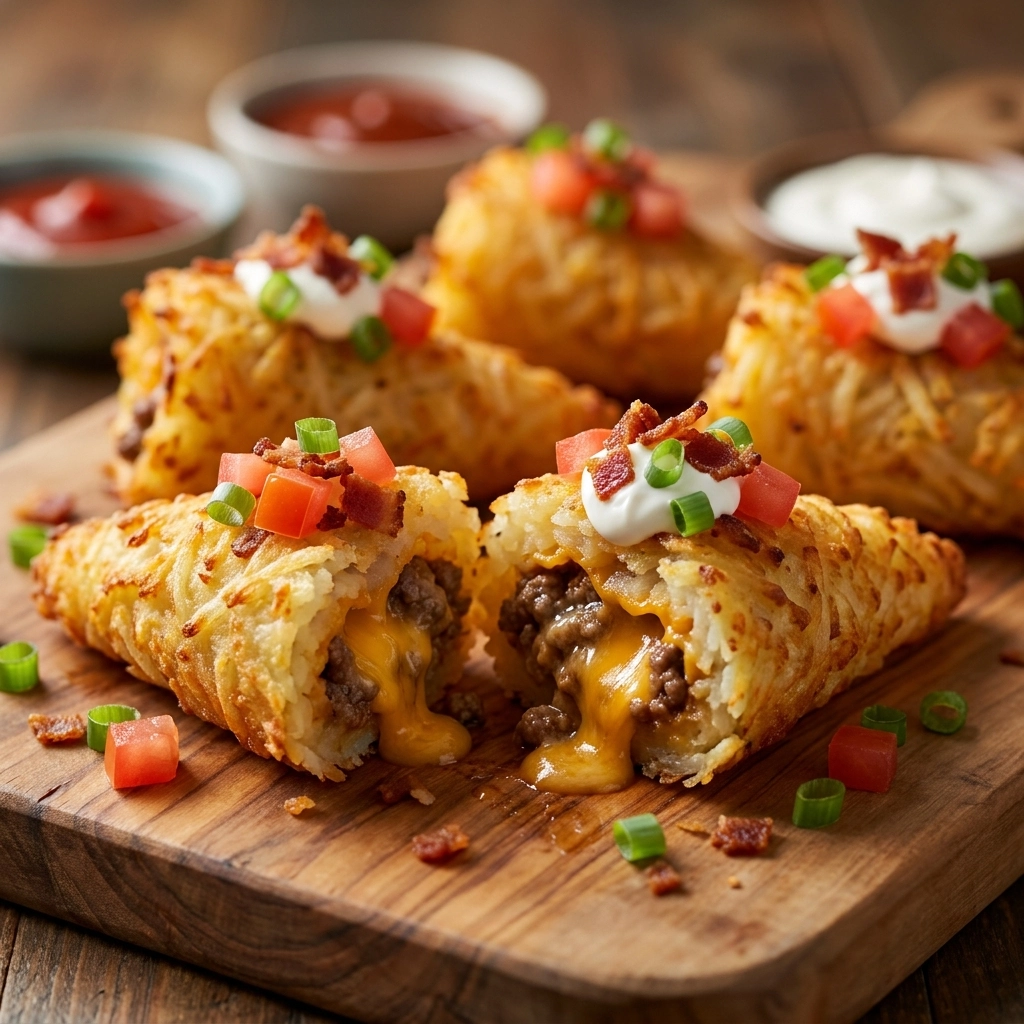 Cheeseburger Stuffed Tater Tot Cones: The Ultimate Party Snack | Easy Game Day Appetizers