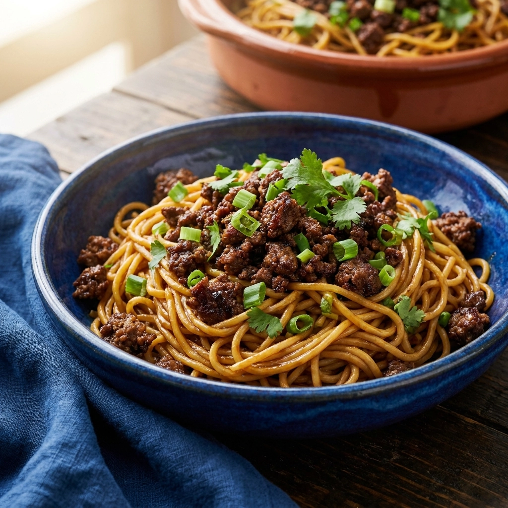 Sizzling Mongolian Ground Beef Noodles | Easy 20 Minute Beef Stir Fry Recipe