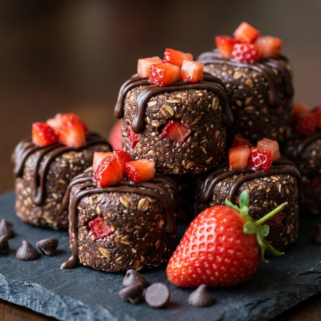No Bake Strawberry Chia Chocolate Bites | Easy Healthy Dessert Snacks