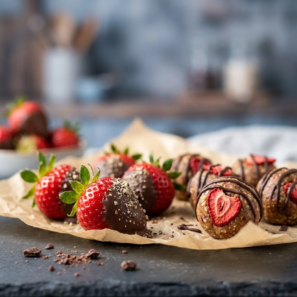 No Bake Strawberry Chia Chocolate Bites | Easy Healthy Dessert Snacks