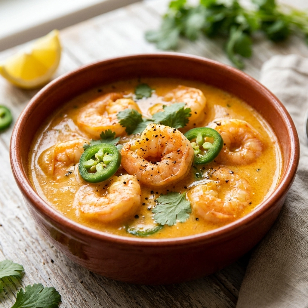 Creamy Spicy Jalapeño Shrimp Soup Recipe | Easy Spicy Seafood Soup