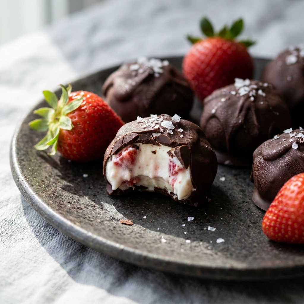 Easy Chocolate-Covered Strawberry Yogurt Bites | Healthy Frozen Dessert Snacks