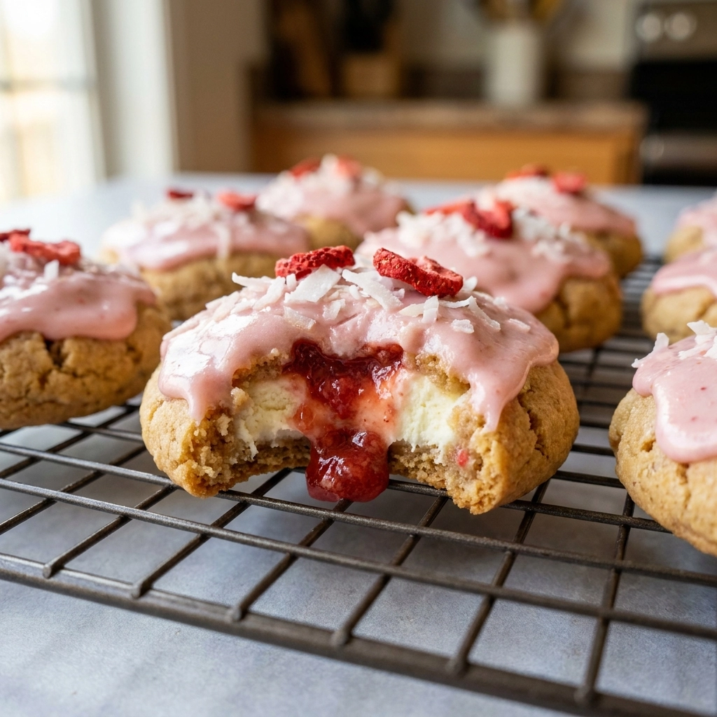 Soft Strawberry Cheesecake Cookies – Sweet, Creamy Bites of Bliss | Easy Dessert Recipes