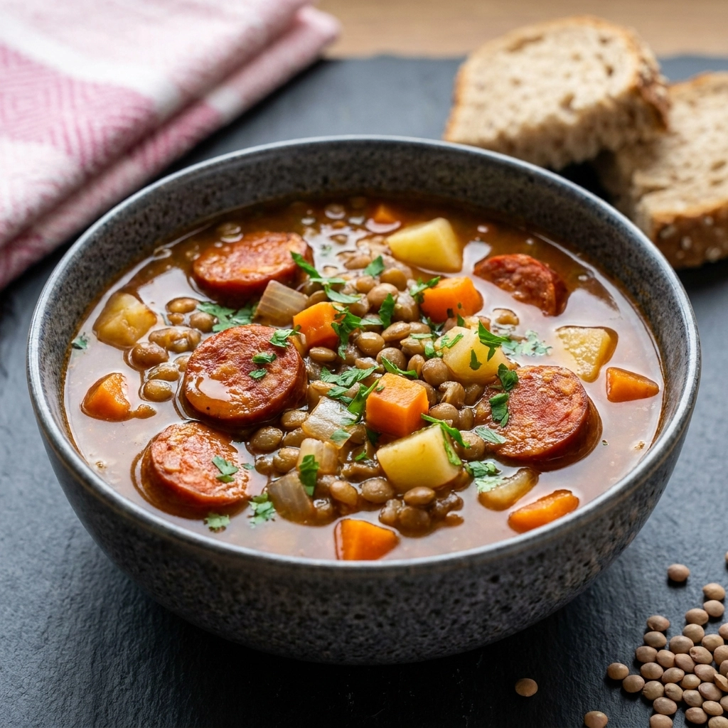 Hearty Lentil Chorizo Soup: A Smoky Spanish-Inspired Comfort Bowl | Healthy Soup Recipes