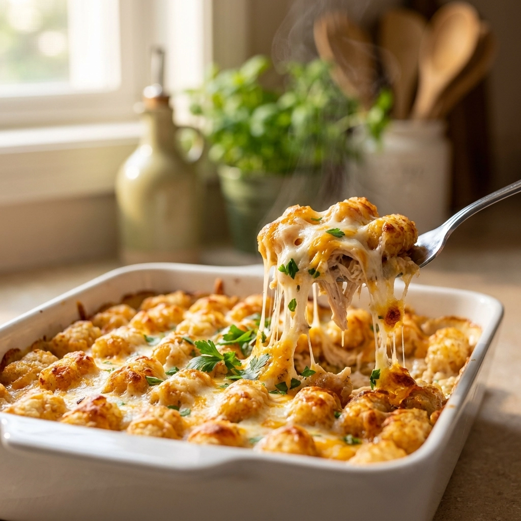 Cracked Out Chicken Tater Tot Casserole | Easy Family Dinner Casserole Recipe