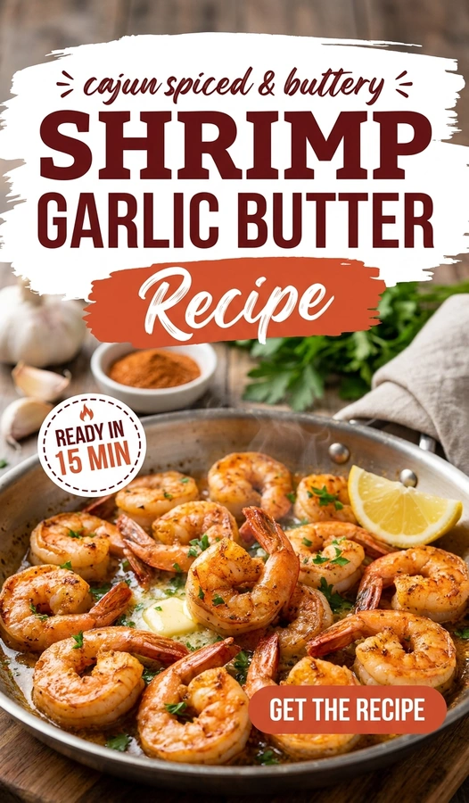 Sautéed shrimp coated in Cajun seasoning and garlic butter, garnished with fresh parsley in a cast iron skillet.